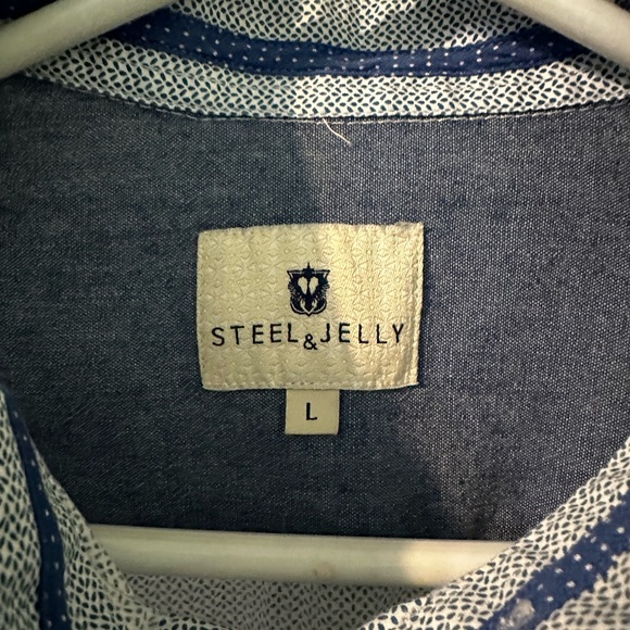 Steel & Jelly Shirt (White with Green/teal/blue pattern) - Picture 3 of 3